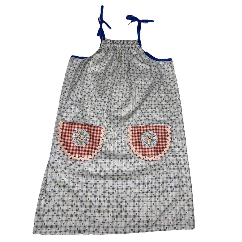 70's sundress pinafore apron handcrafted patriotic cottagecore Womens Sz XS